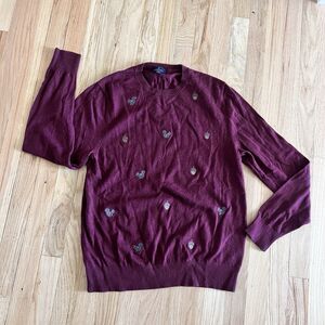 Brooks Brothers 100% Fine Merino Wool Burgundy Red Squirrel Pullover Medium